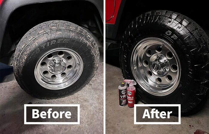 This Non-Greasy Long Lasting Super Shine Dressing Will Make Your Tires Look So Good, You'll Be Tempted To Take Them Out For A Spin