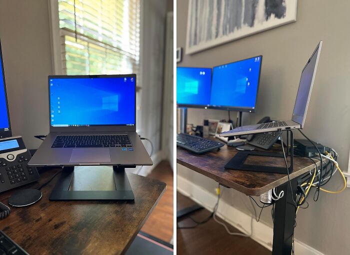 " A Laptop Stand. After working from home for a few months my neck did not appreciate going back and fourth from the monitor down to the laptop. Now that they are on the semi-mame level it is much better." - [deleted]