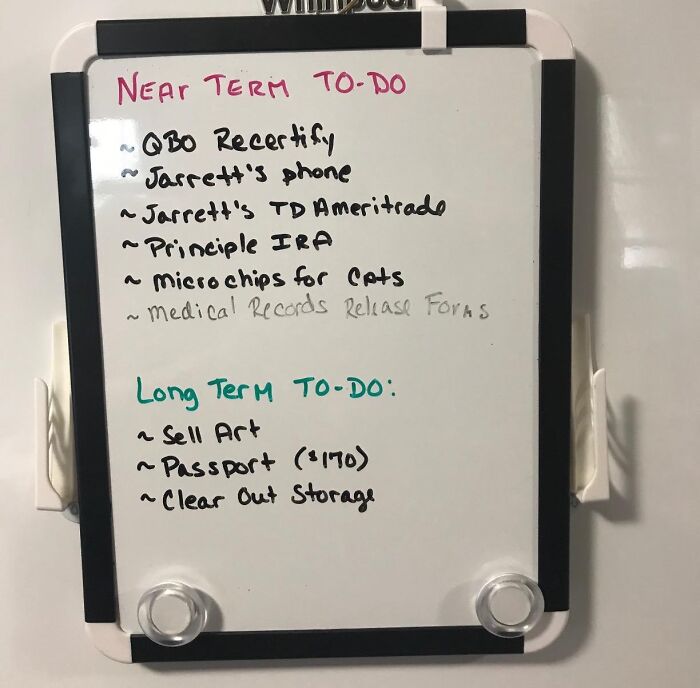 "A whiteboard. It allowed me to write so many things off my mind to keep me from overthinking. From grocery lists to 'to-do' lists — It's pretty handy." - Zerathos_dagon