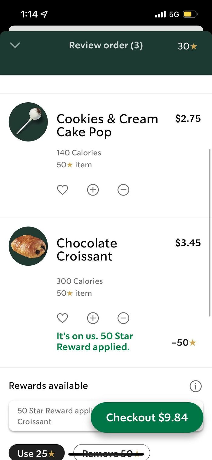 Starbucks Automatically Used Stars To Pay For The More Expensive Of The Two Items That Cost The Same In Stars