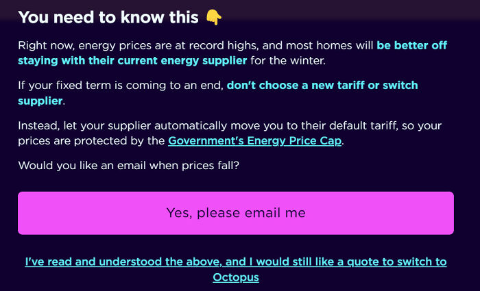 Octupus Energy Warns Potential Switchers To Stay With Their Current Energy Suppliers To Save Money, At The Company's Own Expense