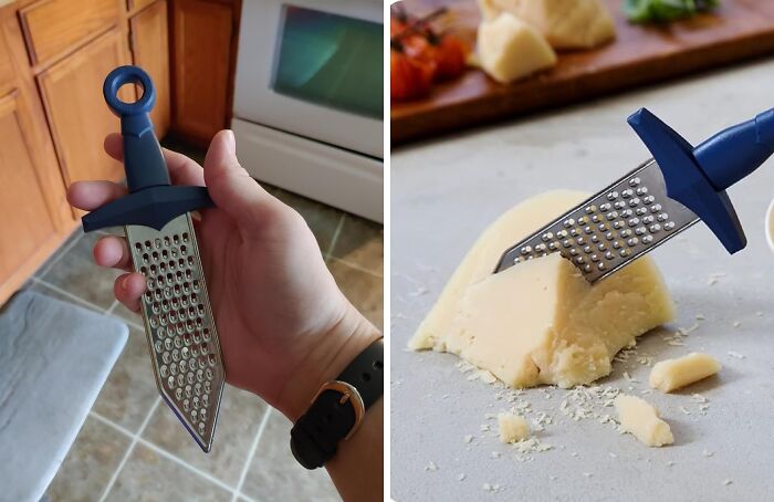 Cheese, Meet Your Match! This Stainless Steel Sword-Shaped Grating Utensil Will Slay Any Block Of Cheddar With Ease