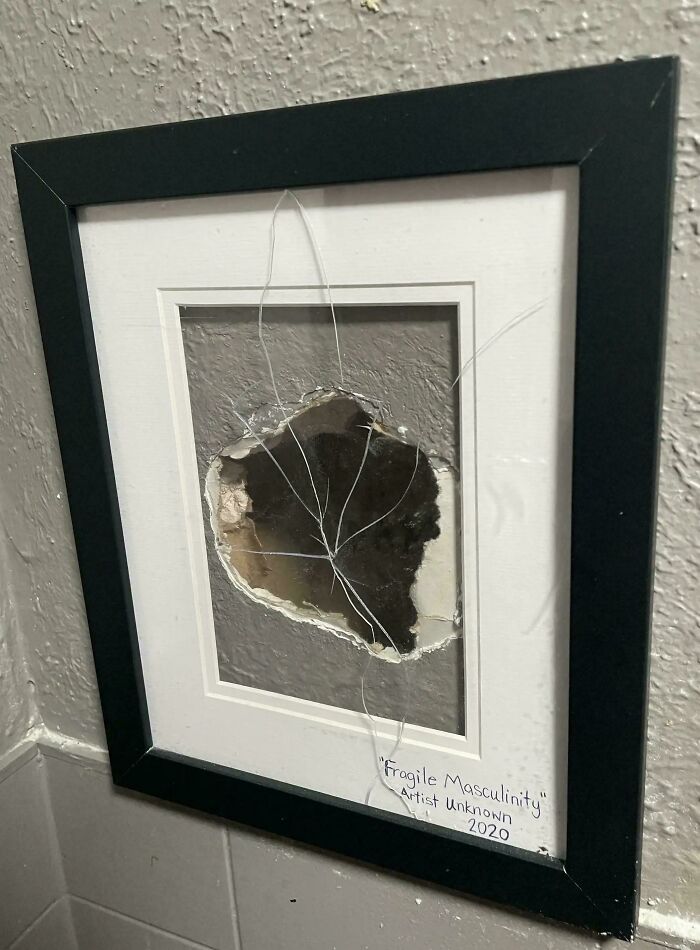 Restaurant Framed A Hole Someone Punched In The Men’s Bathroom Wall