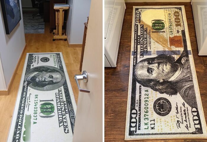 Manifest Your Millionaire Dreams With This $100 Bill Design Non-Slip Mat - Because Who Doesn't Want To Start Their Day Feeling Like A Boss?