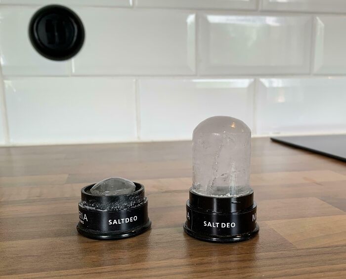 My Salt Rock Deodorant After Five Years Of Almost Daily Usage vs. A New One