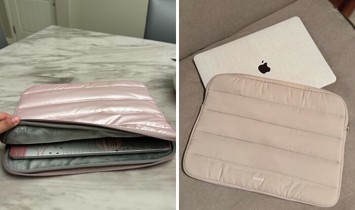 This Puffy Laptop Sleeve Will Keep It Safe And Snug, Even If You Drop Your Backpack In The Hallway