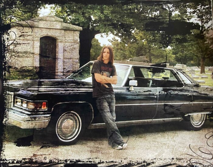 2008 Senior Photo In The Cemetery With My 1976 Cadillac.🤘🪦☠️