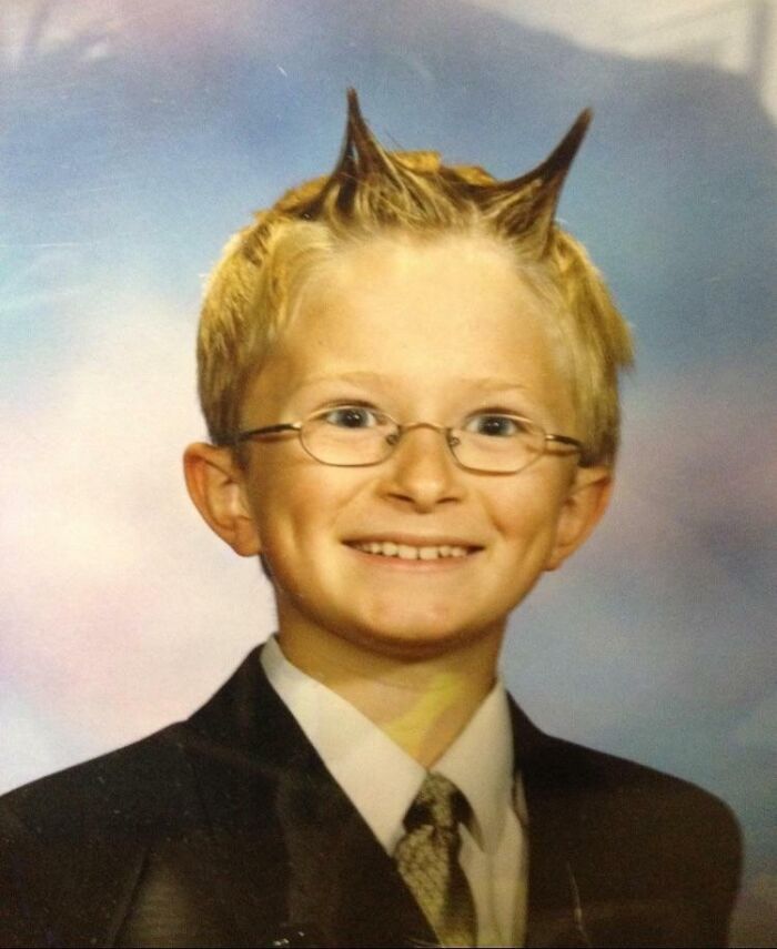 For My 2nd Grade Photo I Vouched For The Satan's-Child-Lawyer Look