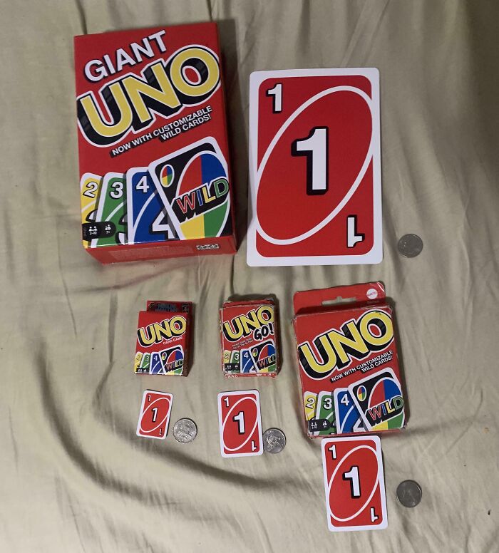 4 Different Sizes Of UNO. Quarters For Scale