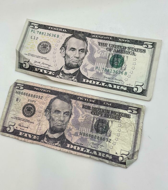 Prop Money vs. Real Dollar Bill