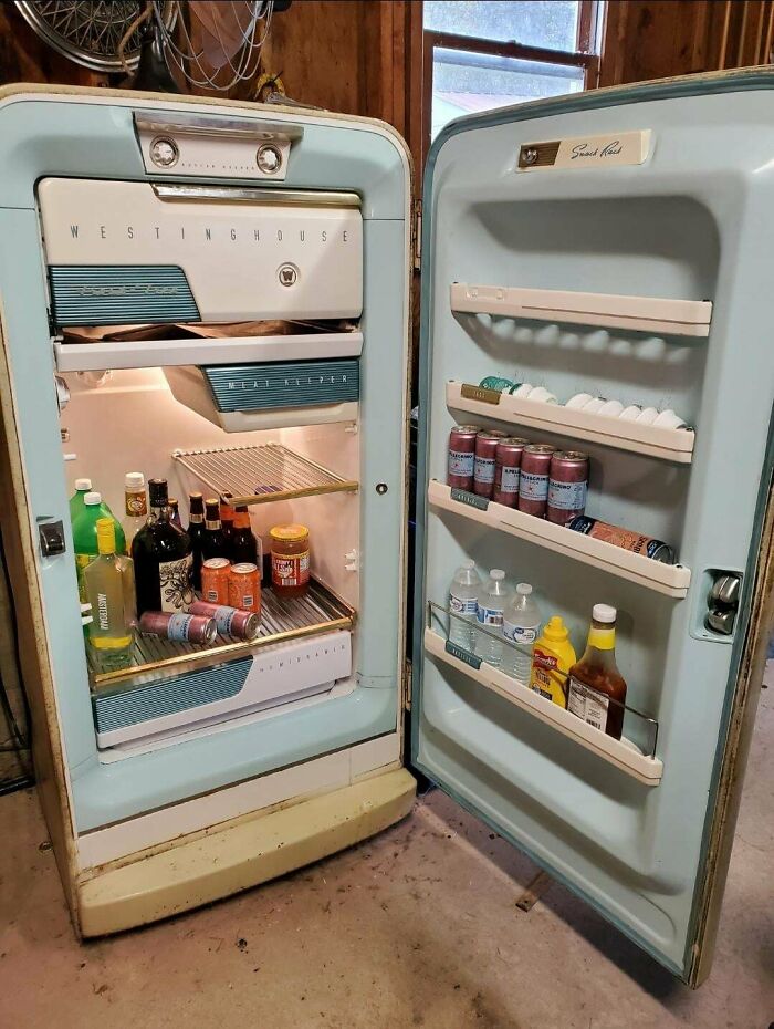 My 1952 Westinghouse Fridge Still Works Perfectly. This Was The First Fridge My Grandfather Bought, And It Has Outlived All The Others Since. Now It's On Garage/Beer Fridge Duty