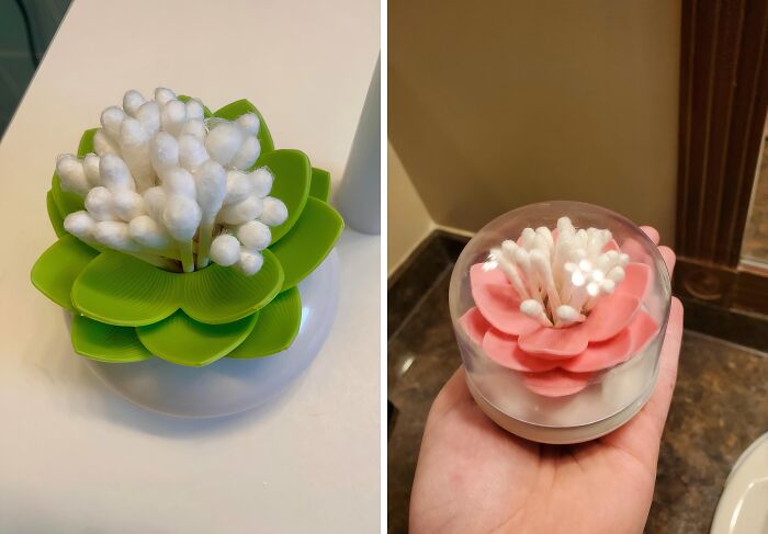 This Lotus Q-Tip Holder Isn't Just Functional, It's A Work Of Art For Your Bathroom Counter