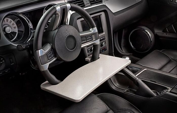  Steering Wheel Desk: Because They Never Said Anything About "Don't Roll And Drive…"