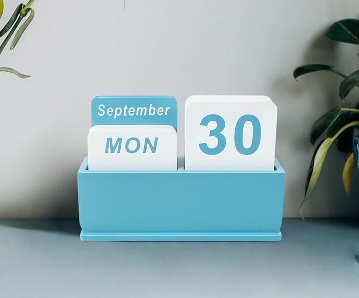 Ditch The Digital Distractions And Embrace The Analog Charm Of This Wooden Block Perpetual Calendar