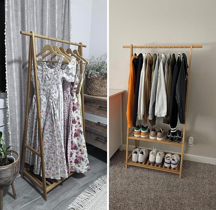 Who Needs A Walk-In Closet When You Have This Portable Garment Rack? It's The Perfect Way To Keep Your Clothes Organized And Wrinkle-Free, Even In The Tiniest Of Spaces