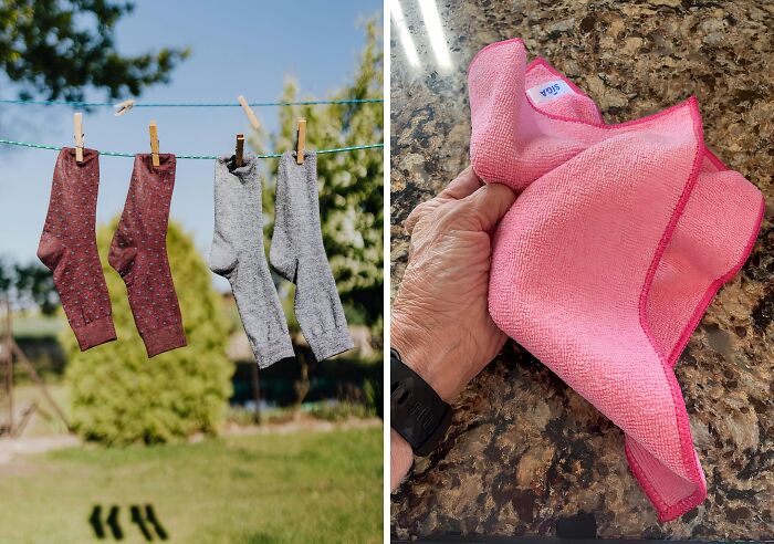 Give dust bunnies the boot with a clever cleaning hack! An old sock can be a handy dusting tool, but for maximum efficiency and streak-free surfaces, try a pack of microfiber cleaning cloths. Their super-absorbent fibers trap dust, dirt, and grime, leaving your furniture and surfaces sparkling clean.