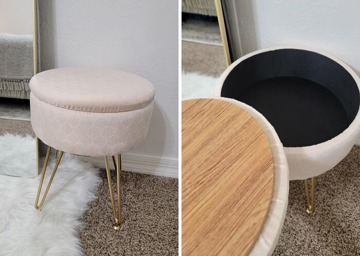 This Soft Vanity Chair With Memory Foam Seat Is A Multitasker's Dream: Comfy Seat, Stylish Accent, And A Secret Hiding Place For All Your Dorm Room Essentials