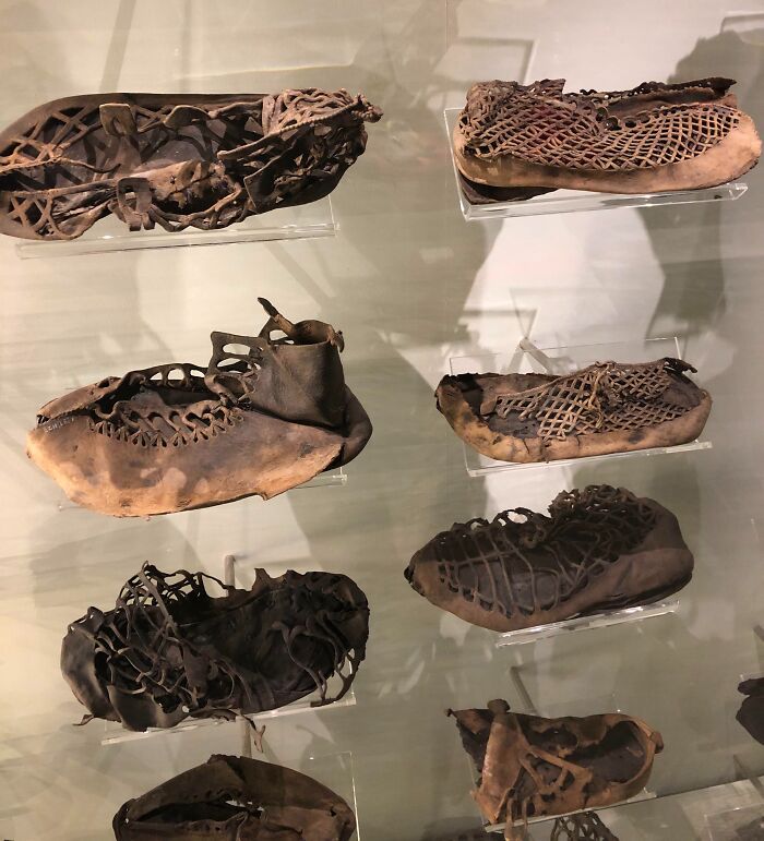 1,800-Year-Old Roman Leather Sandals On Display At Vindolanda Fort In Northumberland, England