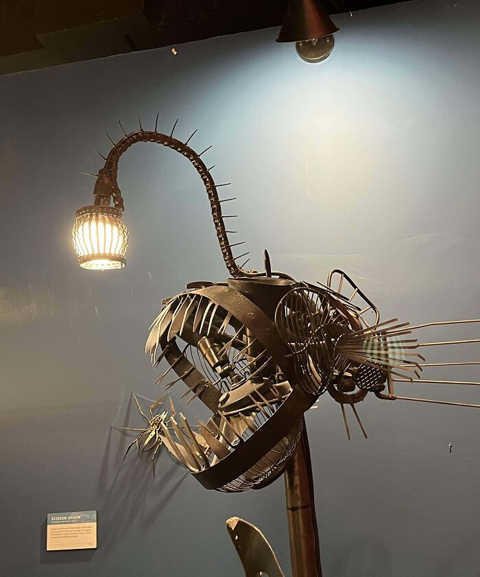 Charming Anglerfish Sculpture At The Ripley’s Museum In Wisconsin Dells, Made From Scrap Metal