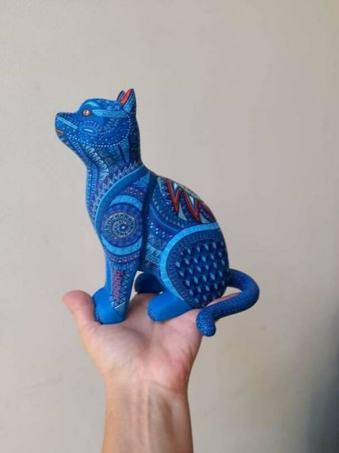 I Made A Wooden Cat And Painted It With Intricate Mayan Patterns Inspired From My Culture. Thoughts On This?