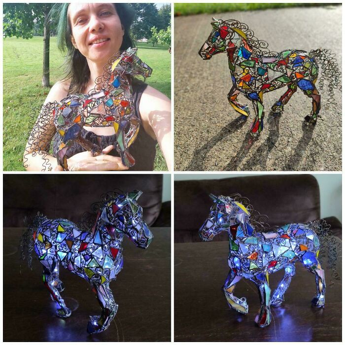 I Made Stained Glass Horse Light