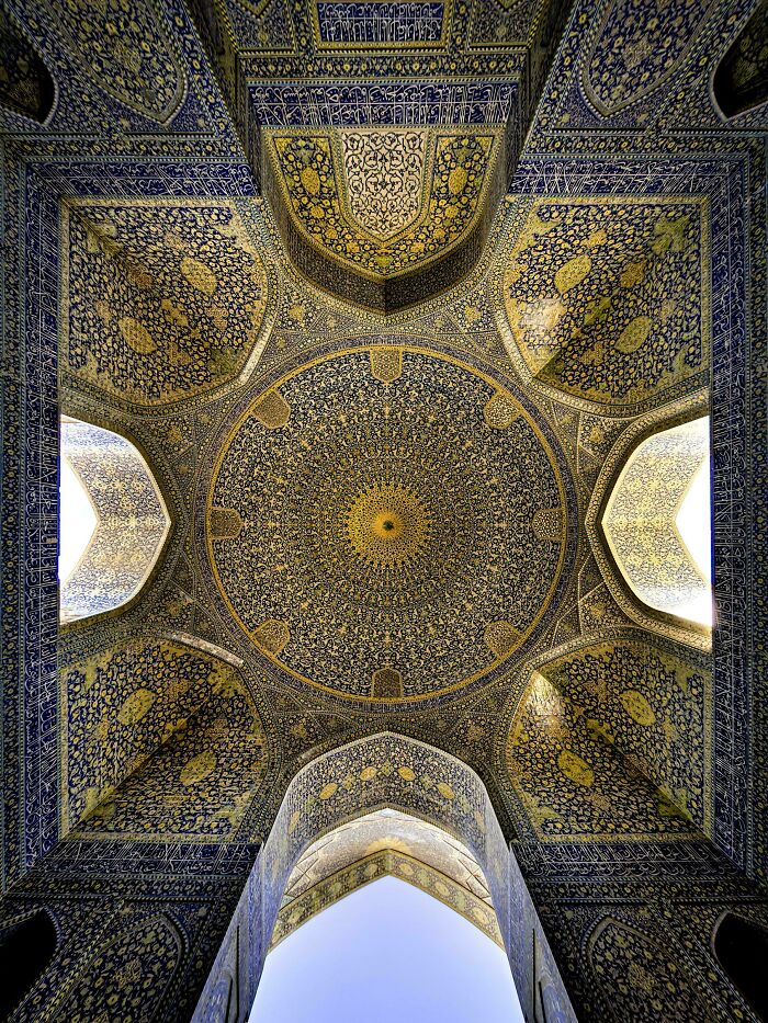 The Shah Mosque Ceiling In Isfahan, Iran