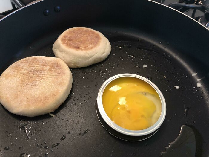 Mason Jar Lid Ring To Make My Egg Round For My Breakfast Sandwich! Totally Works