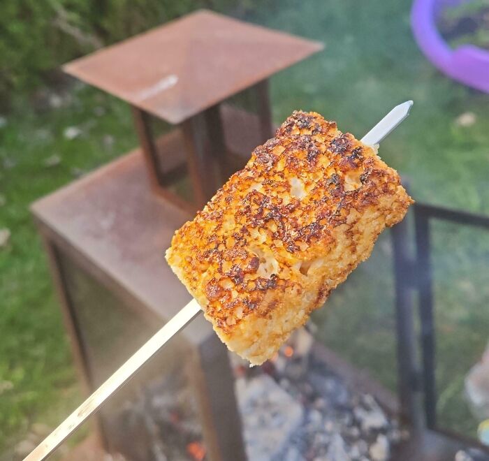 Did You Know That You Can Roast A Whole Rice Crispy Over The Fire, And Its Delicious ? 🥹