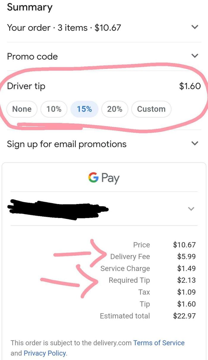 Raising Canes Has The Audacity To Charge A $5.99 Delivery Fee, A $2.13 Required Tip, And Still Automatically Picks Up A 15% Tip In The Optional Tip Box