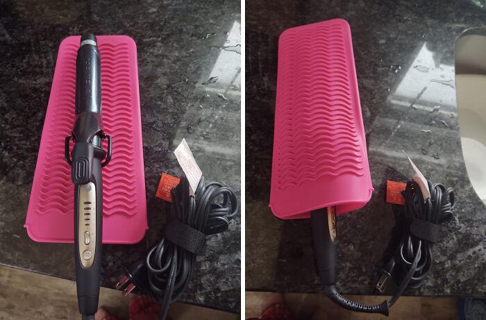 A Silicone Heat-Resistant Mat Provides A Safe And Stylish Landing Spot For Your Hair Straightener, Curling Iron, Or Other Heated Styling Tools