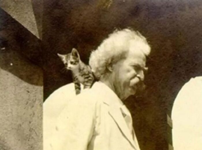 Mark Twain With A Cat