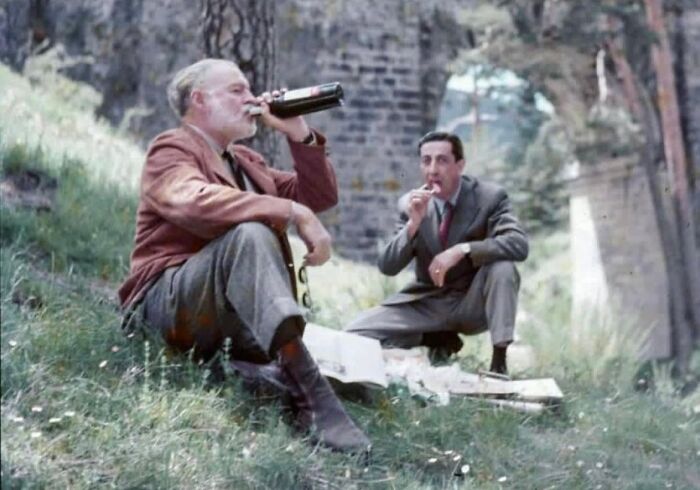 Ernest Hemingway With His Chauffeur Adamo Simon