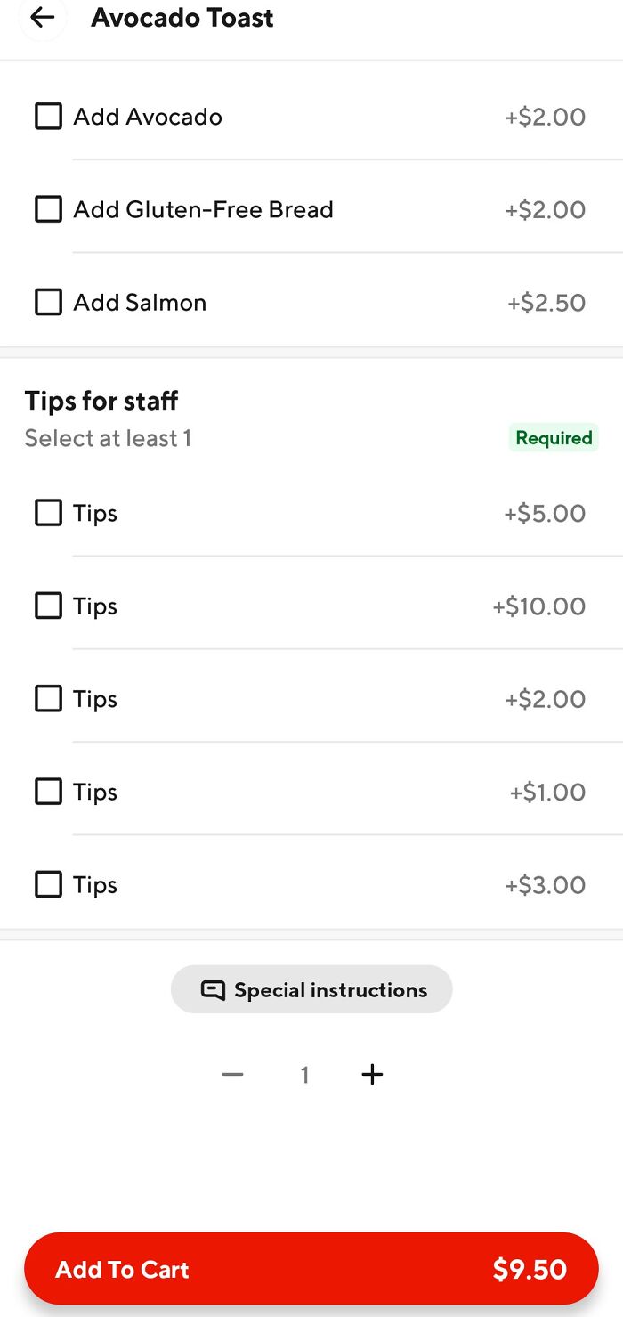 Can't Order A Takeout Unless I Tip "Restaurant Employees"