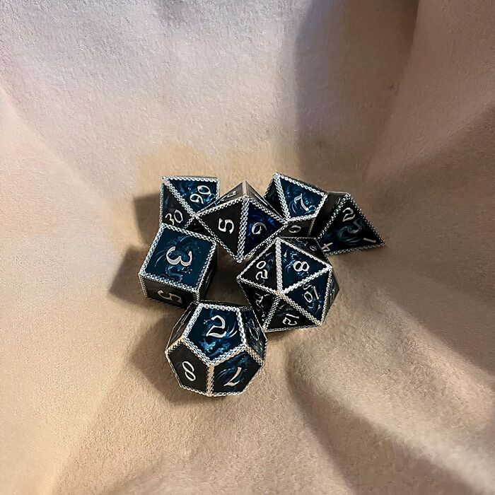 Mystic Rolls Await: Color-Changing Metal Dragon Dice Set - Black To Blue Magic!