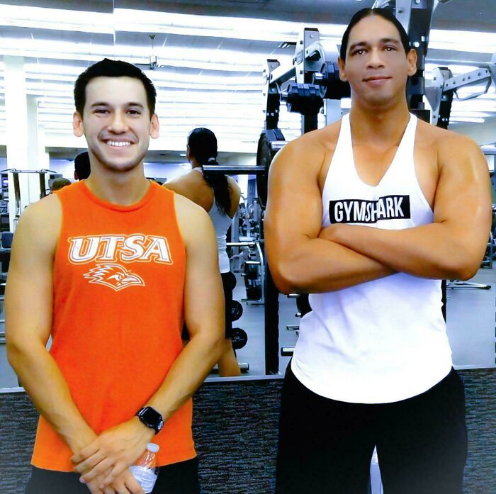 Saw An Old Friend At The Gym (Right) And He Wanted A Picture , This Is How He Edited It