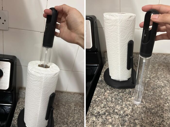 Messes, Meet Your Match! This Paper Towel Holder With Spray Pump Is The Cleaning Duo That's Always Ready For Action