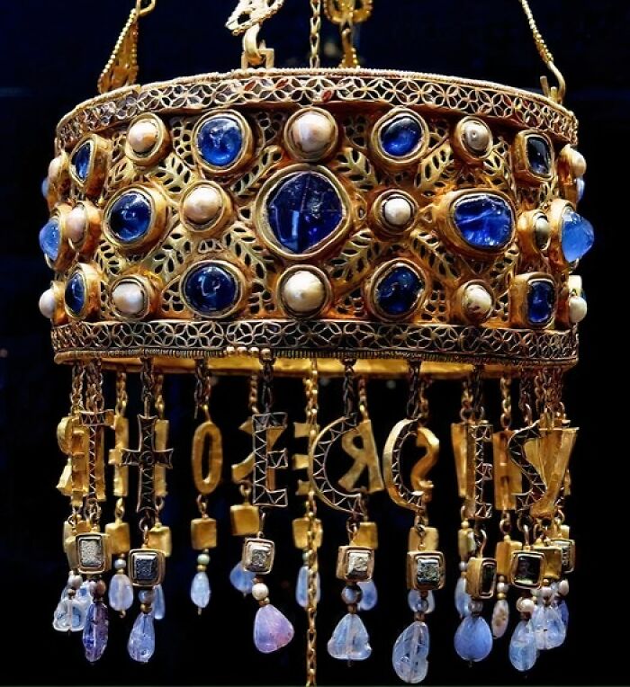 Detail From The Votive Crown Of Recceswinth (Reigned 649-672), Found In The Treasure Of Guarrazar, Toledo, Spain