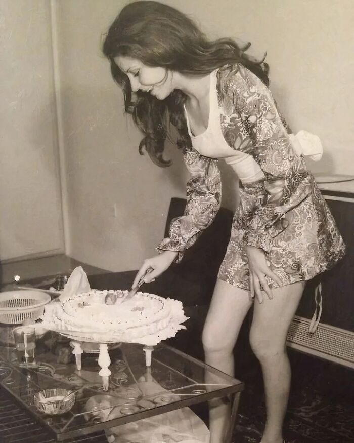 Woman Cutting Her Birthday Cake In Iran, 1973