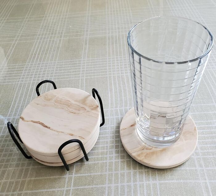 Your Coffee Table Is About To Become A Condensation-Free Zone Thanks To These Stylish Drink Coasters With Holder!