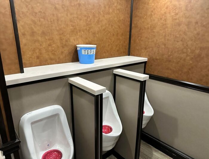 The Tipping Culture Is Getting Out Of Hand. This Was At A Beer Garden In Boston Inside A Portable Trailer Toilet. No Attended