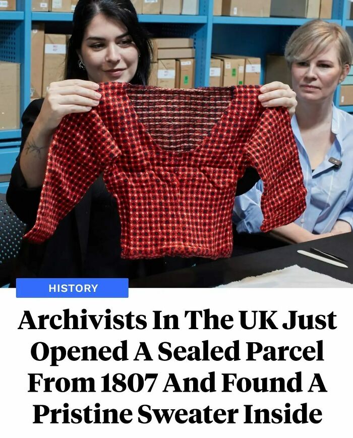 Archivists In The UK Just Opened An Unsealed Package From 1807 And Found A Sweater In Pristine Condition Inside