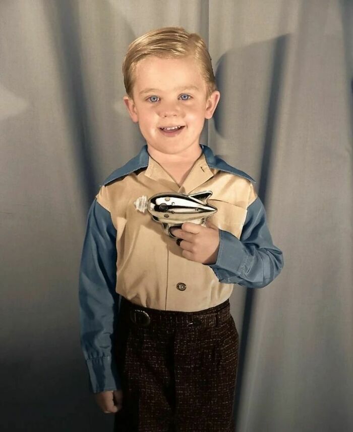 A Boy Shows Off His Ray Gun, 1950s