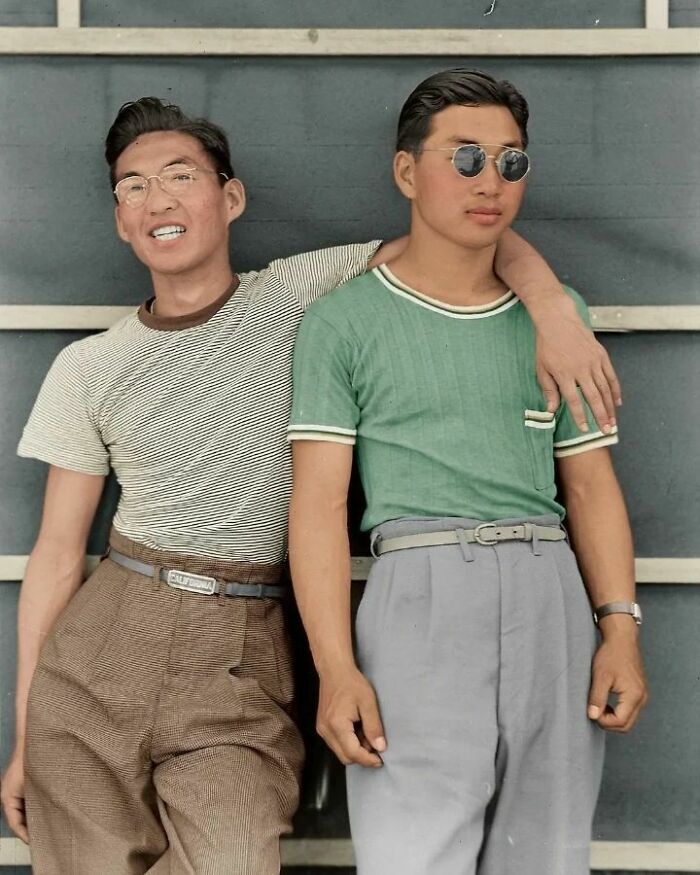 Japanese-American College Students During Their Relocation To An Internment Camp. Sacramento, 1942