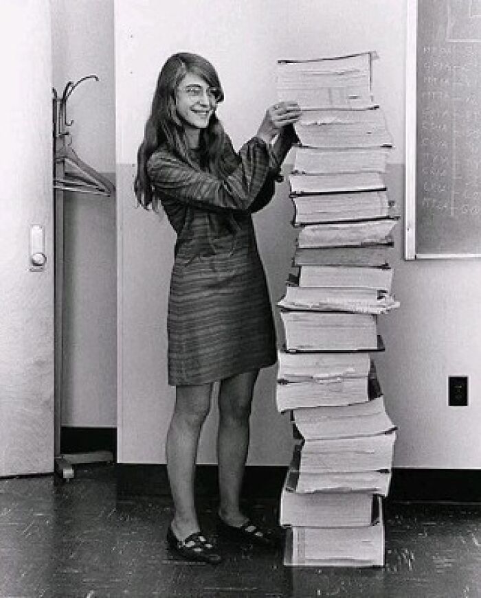 1969: Margaret Hamilton Next To The Navigation Software She And Her Team At Mit Wrote For The Apollo Program