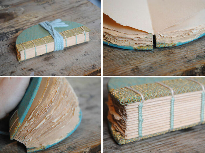 Coptic Binding With Vintage Indian Sari Fabric And Paper Dyed With Natural Mineral Pigments (French Ochres)