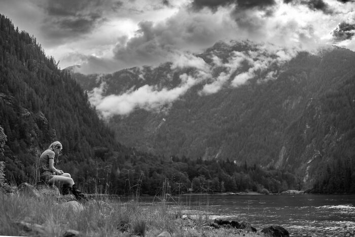 So Small | One Of My Girlfriends During A Quiet Reflection After Completing A 6-Day Backpacking Trip In British Columbia