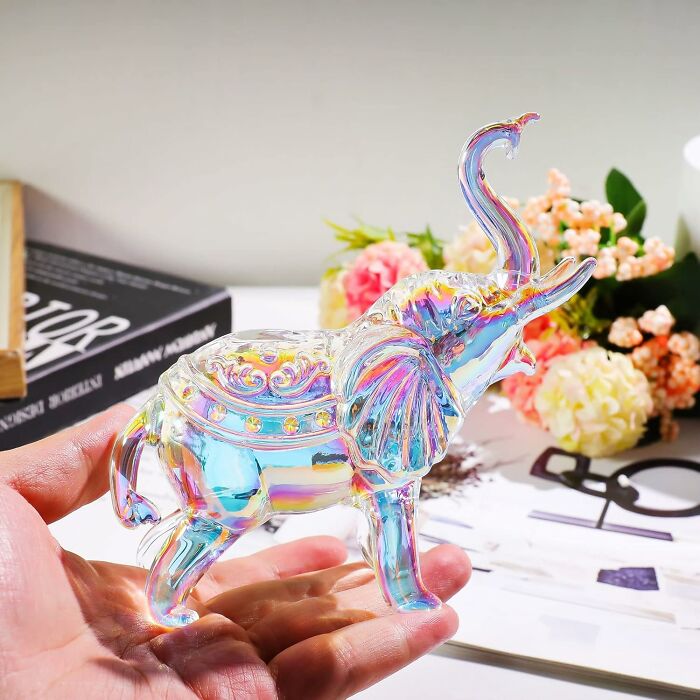 Bring A Touch Of Elegance And Positive Energy To Your Home Decor With This Beautiful Crystal Glass Elephant Figurine