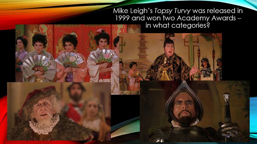 12) Mike Leigh's "Topsy Turvy" Was Released In 1999 And Won Two Academy Awards - In What Categories?