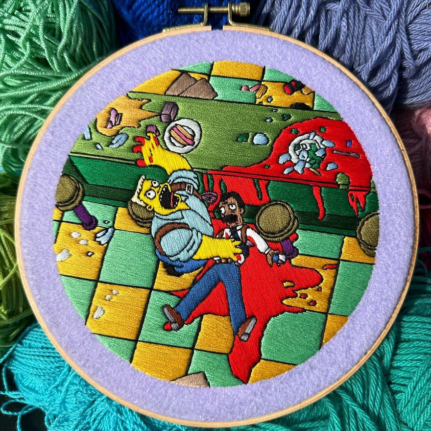 Stitching The Simpsons: How @bazarbartiano Brings Springfield To Life Through Embroidery