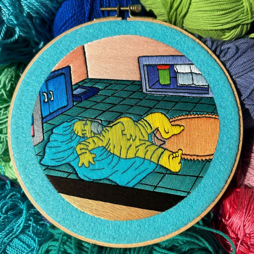 Stitching The Simpsons: How @bazarbartiano Brings Springfield To Life Through Embroidery